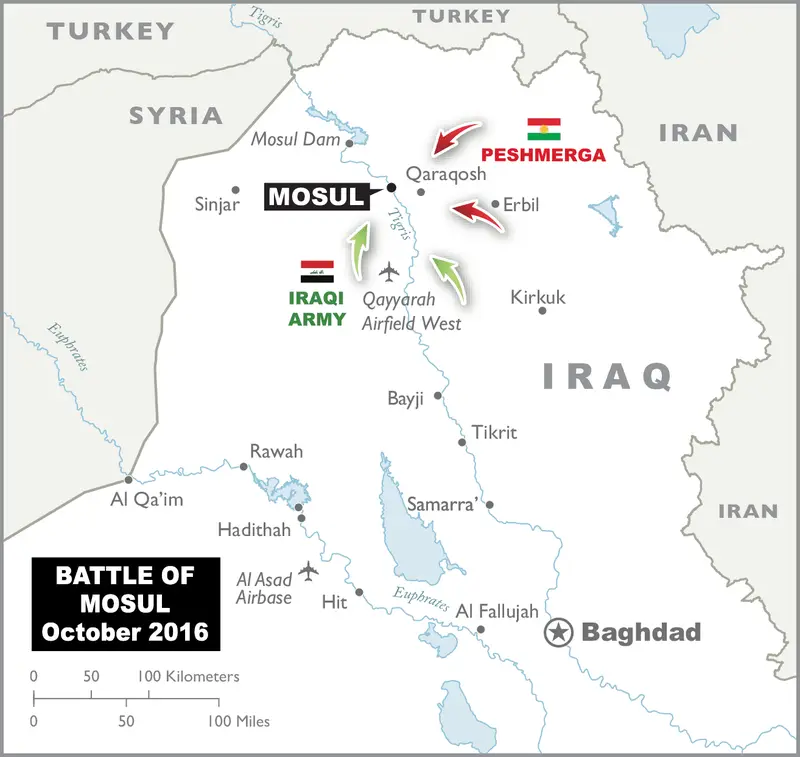 Map: Map of Iraq Battle of Mosul