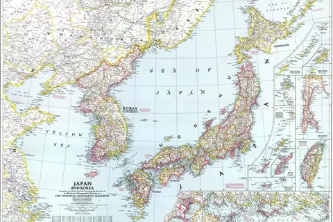 Map: Map of Japan and Korea 1945 National Geographic