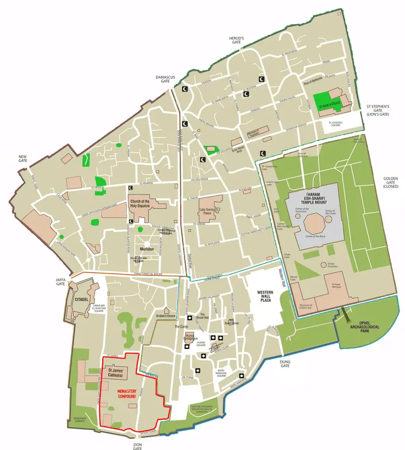 Map: Map of Jerusalem the Old City En