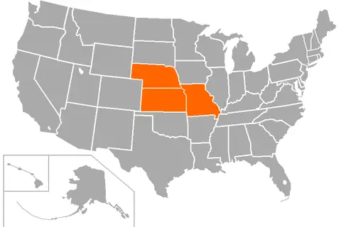 Map: Map of Kansas Missouri and Nebraska