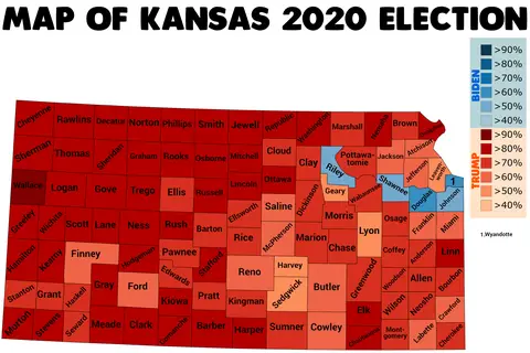Map: Map of Kansas of 2020 Presidential Election