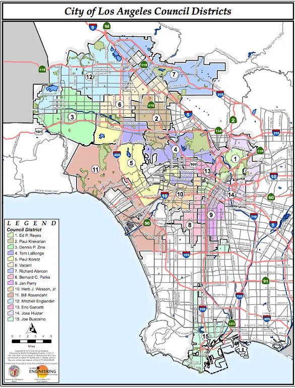 Map: Map of la City Council Districts