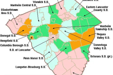 Map: Map of Lancaster County Pennsylvania School Districts