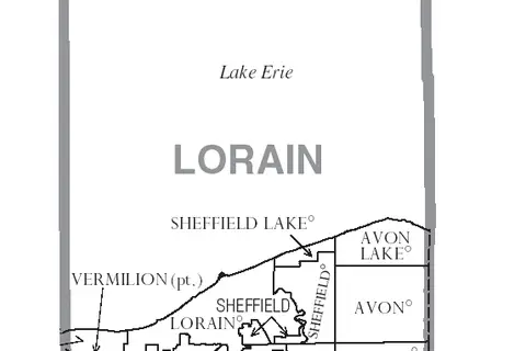 Map: Map of Lorain County Ohio with Municipal and Township Labels