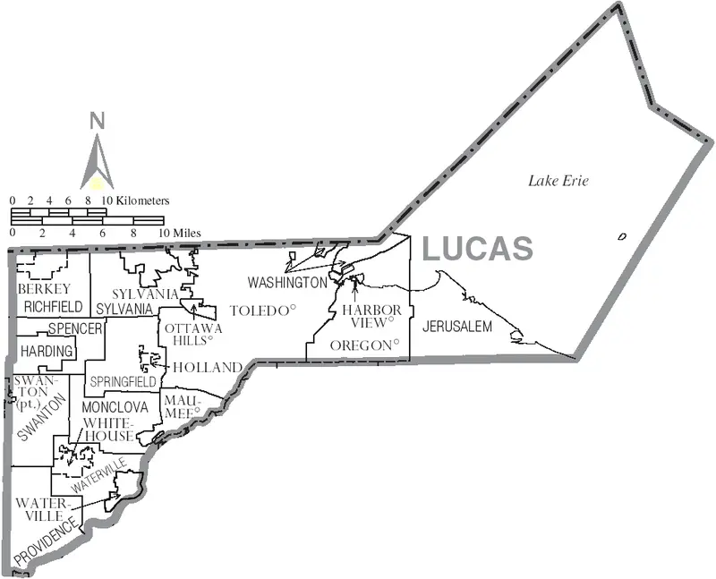 Map: Map Of Lucas County Ohio With Municipal And Township Labels
