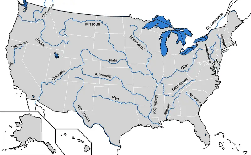 Map: Map of Major Rivers in Us
