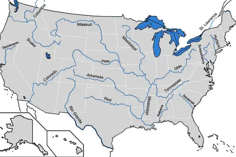 Map: Map of Major Rivers in Us