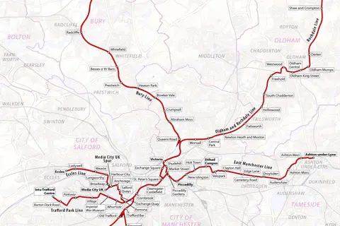 Map: Map of Manchester Metrolink