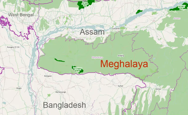 Map: Map of Meghalaya India