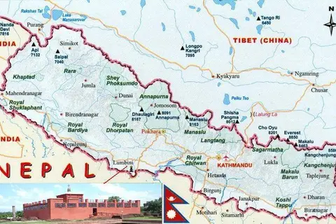 Map: Map of Nepal Showing Location of Lumbini