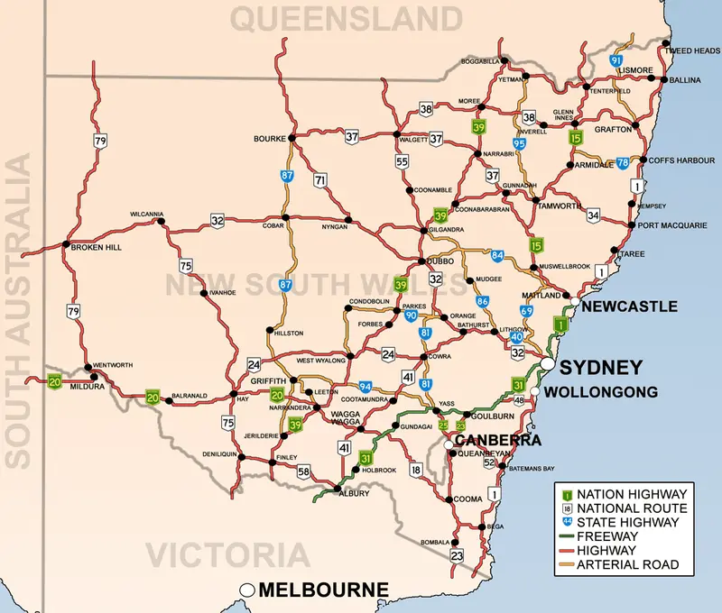 Map: Map of Nsw Highways