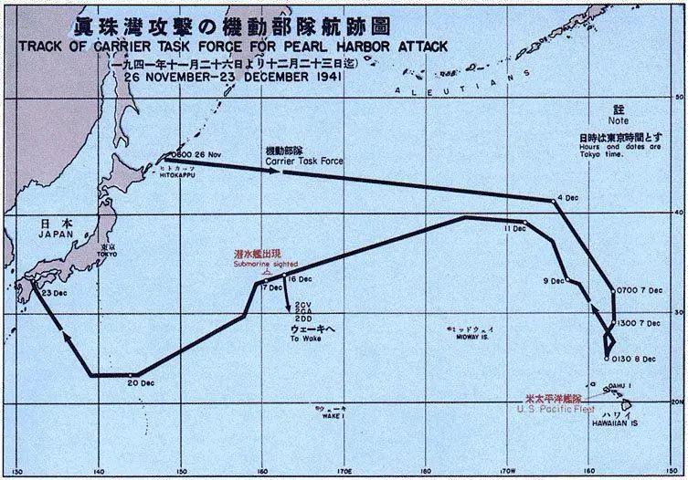 Map: Map of Pearl Harbor Attack Force