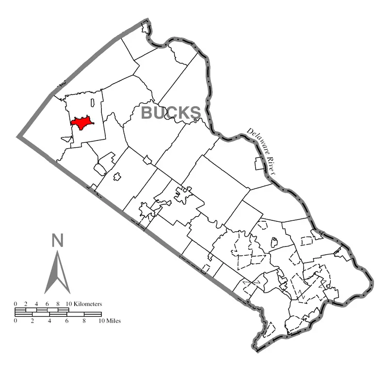 Map: Map of Quakertown Bucks County Pennsylvania Highlighted