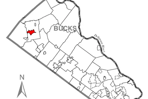 Map: Map of Quakertown Bucks County Pennsylvania Highlighted