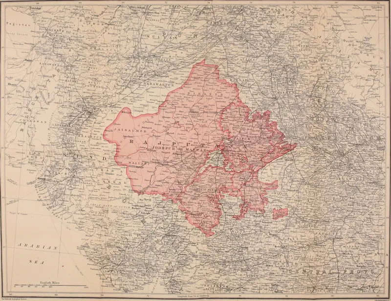 Map: Map of Rajputana or Rajasthan 1920