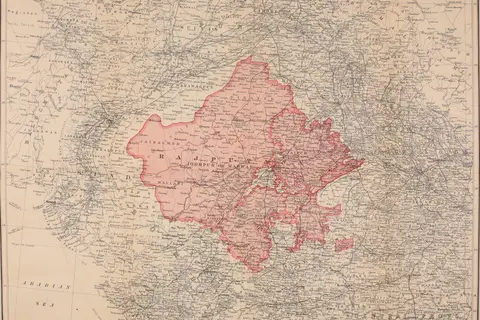 Map: Map of Rajputana or Rajasthan 1920