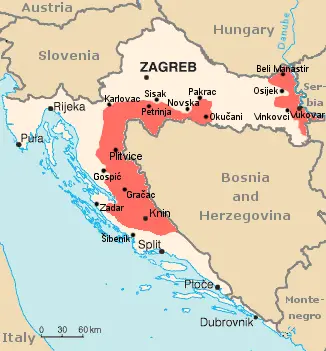 Map: Map of Republika Srpska Krajina