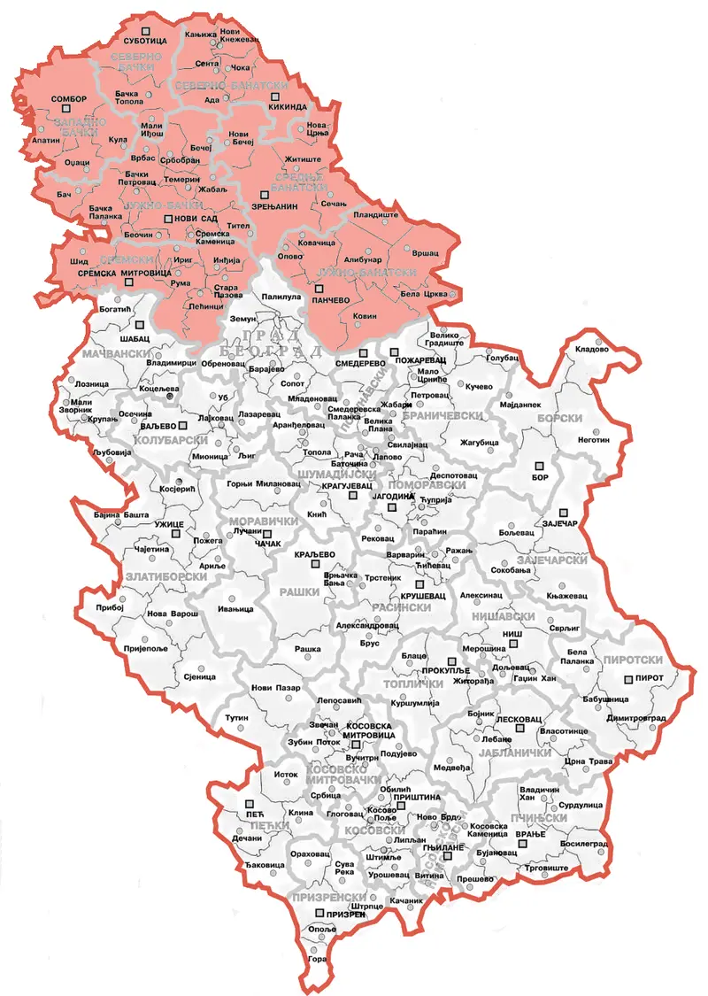Map: Map of Serbia Vojvodina