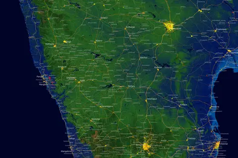 Map: Map of the Cities and Towns in the Deccan Plateau India