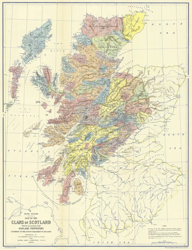 Map: Map of the Clans of Scotland 1899 Third Edition