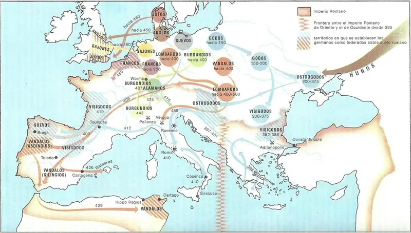 Map: Map of the first phase of the Great Migration (300 AD – 500 AD)