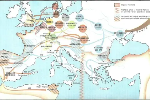 Map: Map of the first phase of the Great Migration (300 AD – 500 AD)