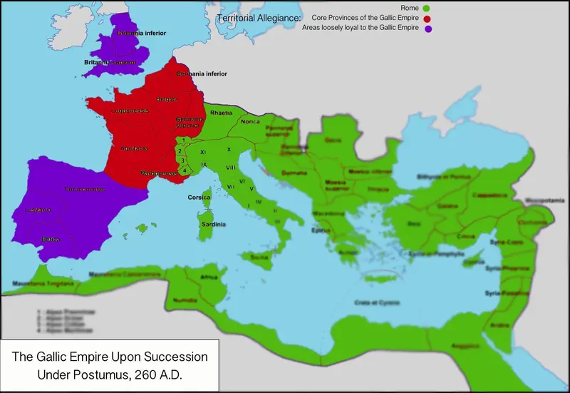Map: Map of the Gallic Empire 260 Ad