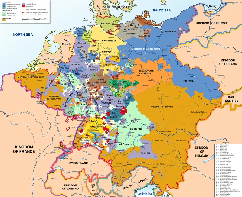Map: Map of the Holy Roman Empire 1789 En