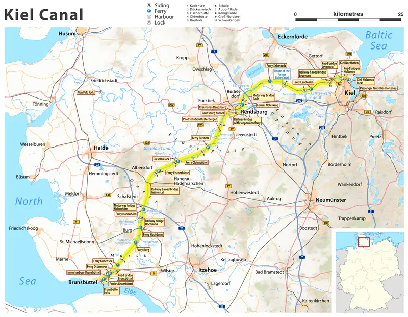 Map: Map of the Kiel Canal