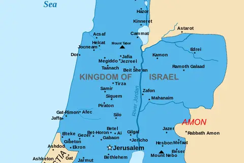 Map: Map of the Kingdom of Israel, 1020 BCE–930 BCE based on the Bible narrative