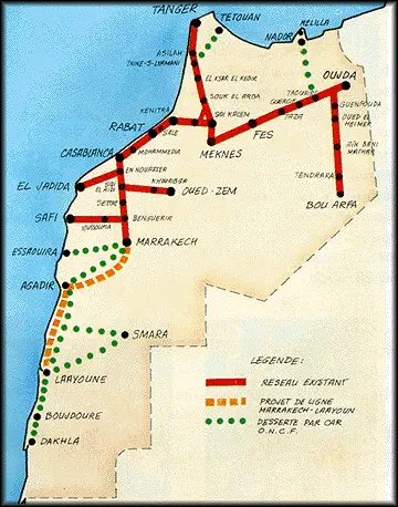 Map: Map of the Moroccan Rail System