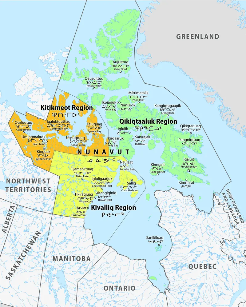 Map: Map of the Nunavut Regions