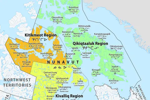 Map: Map of the Nunavut Regions