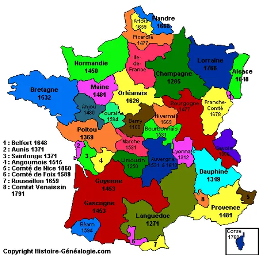Map: Map of the Old Provinces of France