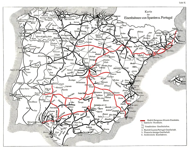 Map: Map of the Portuguese and Spanish Railways