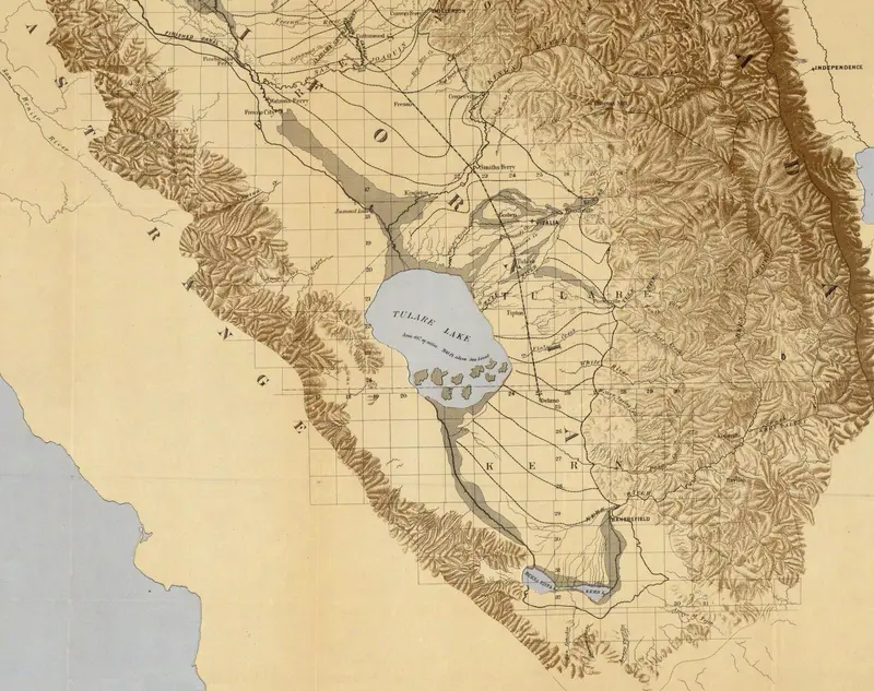 Map: Map of the San Joaquin Sacramento and Tulare Valleys 1873 Tulare Valley