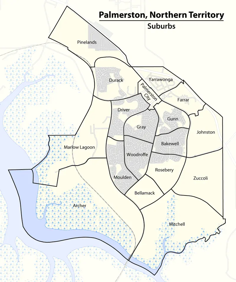 Map: Map of the Suburbs of Palmerston Northern Territory