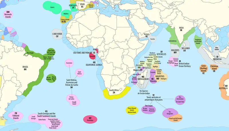 Map: Map of the Territorial Waters of the Atlantic and Indian Ocean