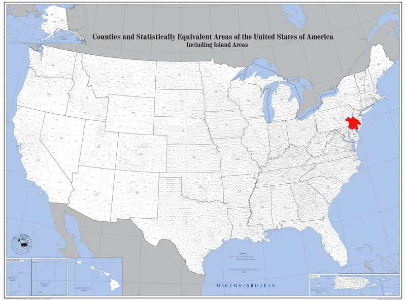 Map: Map of the Usa Highlighting the Delaware Valley