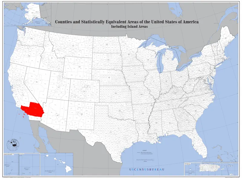 Map: Map of the Usa Highlighting the Greater Los Angeles Area