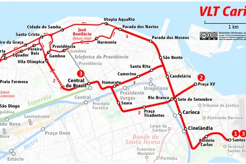 Map: Map of the Vlt Carioca Rio de Janeiro Light Rail