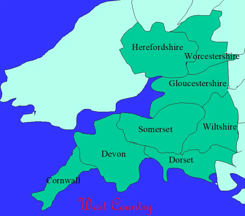 Map: Map of the West Country