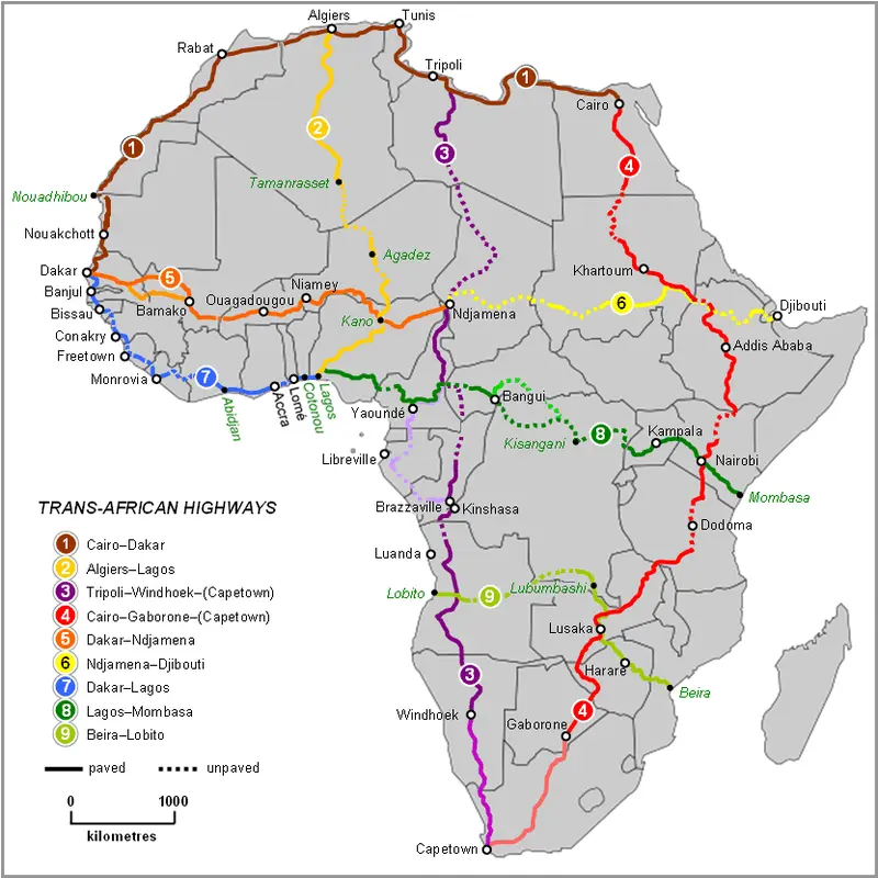 Map: Map of Transafrican Highways