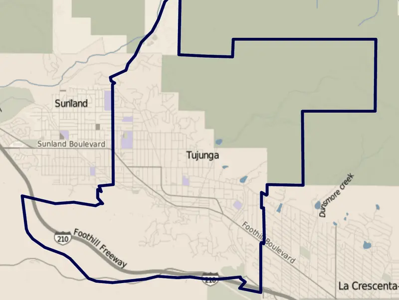Map: Map of Tujunga Neighborhood Los Angeles California