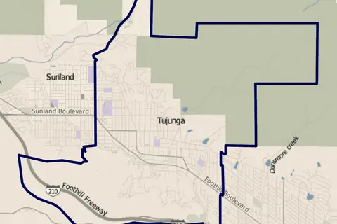 Map: Map of Tujunga Neighborhood Los Angeles California