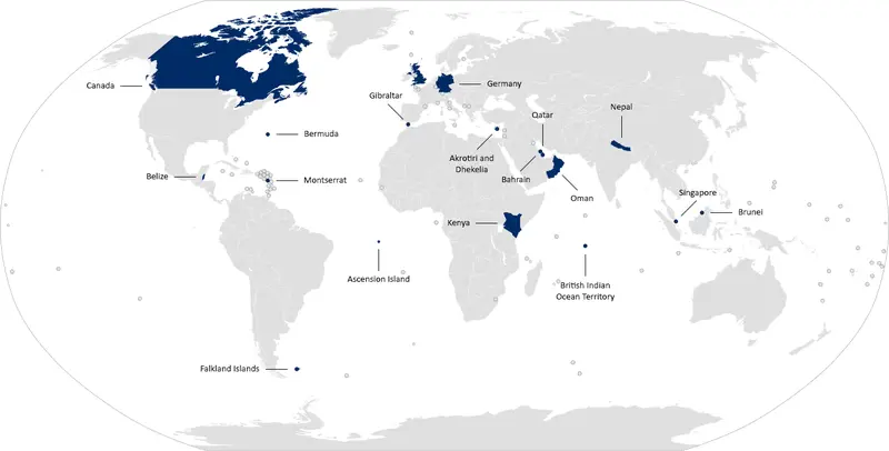 Map: Map of United Kingdom Overseas Military Bases