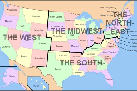Map: Map of Usa Showing Regions