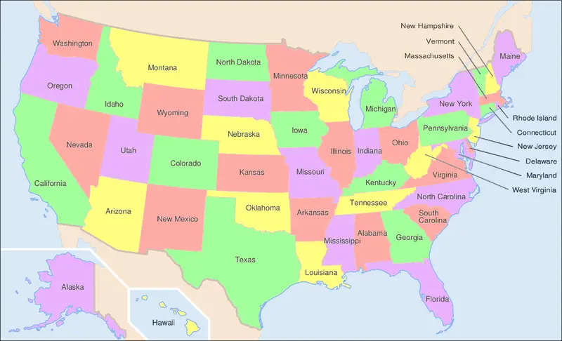 Map: Map of Usa Showing State Names