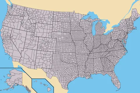 Map: Map of Usa with County Outlines