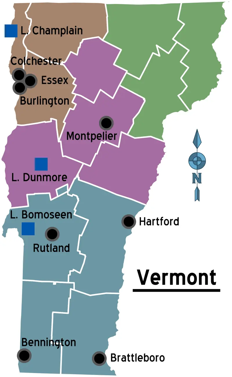 Map: Map of Vermont Regions